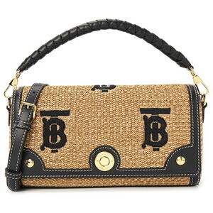 Burberry Top Handle Note Raffia Tote Bag Shoulder Crossbody